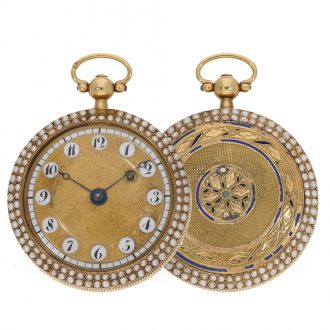 Attractive Swiss 18 carat gold and enamel verge watch Circa 1800