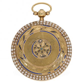 Attractive Swiss 18 carat gold and enamel verge watch Circa 1800