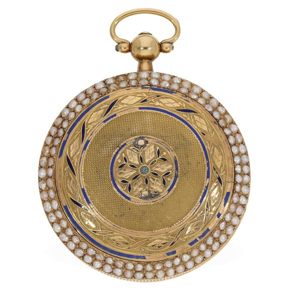 Attractive Swiss 18 carat gold and enamel verge watch Circa 1800