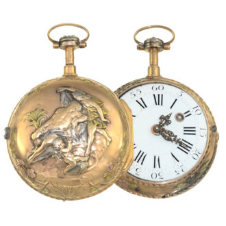 French extravagant multicolored verge pocket watch Circa 1770