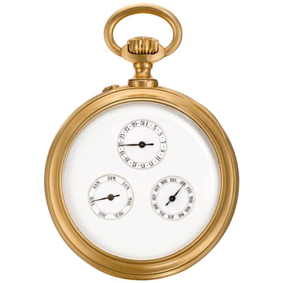 Swiss double dialled calendar watch with moon phases Circa 1890 Swiss double dialled calendar watch with moon phases Circa 1890