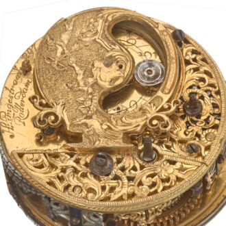 Dutch mock pendulum with Sun and Moon champleve Circa 1755
