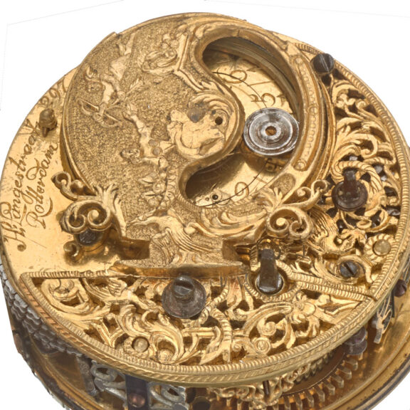 Dutch mock pendulum with Sun and Moon champleve Circa 1755 Dutch mock pendulum with Sun and Moon champleve Circa 1755