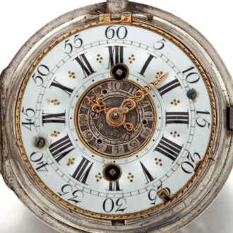 Fine Swiss silver repousse watch with alarm Circa 1730