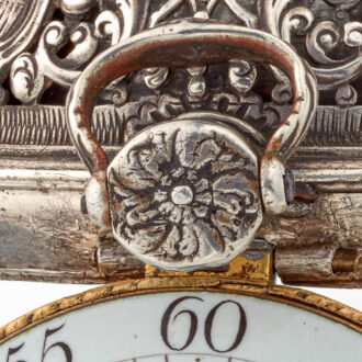 Fine Swiss silver repousse watch with alarm Circa 1730