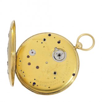 Swiss verge 18 Carat gold watch with relief case Circa 1800
