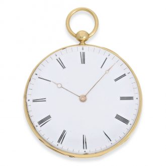 Swiss verge 18 Carat gold watch with relief case Circa 1800