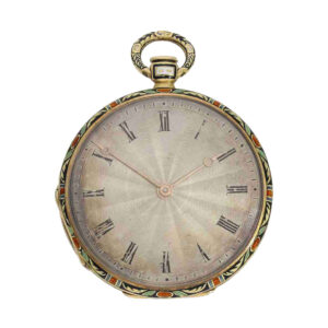 Swiss 18 carat gold and enamel cylinder watch Circa 1830