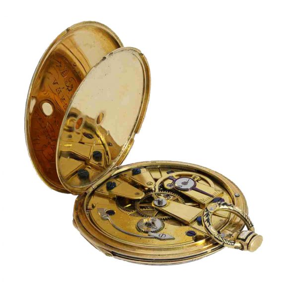 Swiss 18 carat gold and enamel cylinder watch Circa 1830 Swiss 18 carat gold and enamel cylinder watch Circa 1830