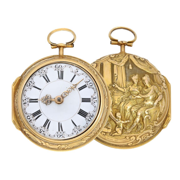 English Repoussé pair cased verge pocket watch Circa 1730