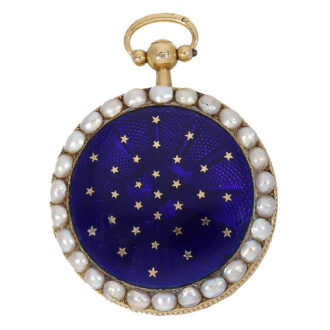 Small gold enamel verge clock with "Starry Sky Decor" Circa 1800