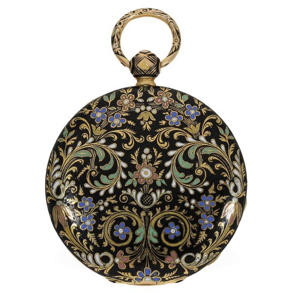 French 18K gold cylinder watch with decentralized dial Circa 1820 French 18K gold cylinder watch with decentralized dial Circa 1820
