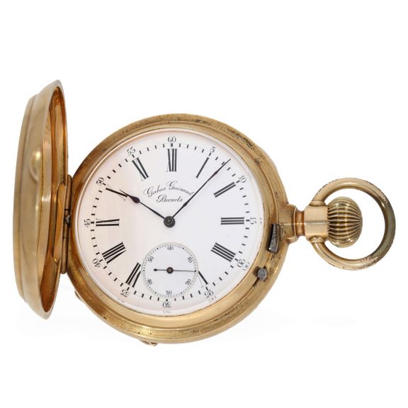Swiss heavy 14K gold hunting cased pocket chronometer Circa 1890