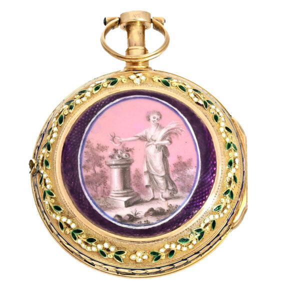 French extravagant gold case, beautiful enamel inlays Circa 1780