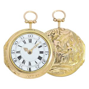 Danish rare repoussé pair cased verge pocket Circa 1703-1728