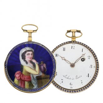 French large 18 Carat gold enamel pocket watch Circa 1795