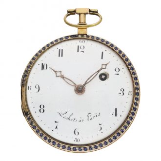 French large 18 Carat gold enamel pocket watch Circa 1795
