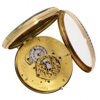 French large 18 Carat gold enamel pocket watch Circa 1795
