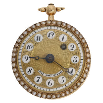 The gold dial with enamel cartouches, an enamel minute ring and enamel signature