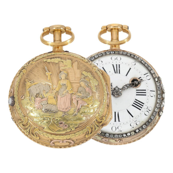 Swiss four-colored gold repeating verge watch Circa 1770 Swiss four-colored gold repeating verge watch Circa 1770