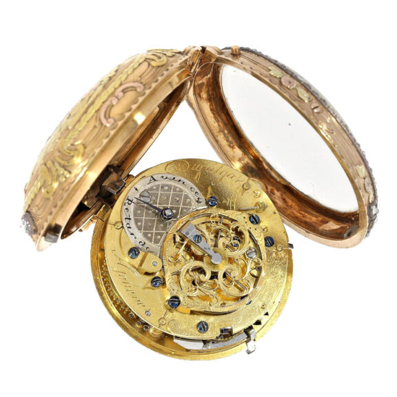 Swiss four-colored gold repeating verge watch Circa 1770 Swiss four-colored gold repeating verge watch Circa 1770