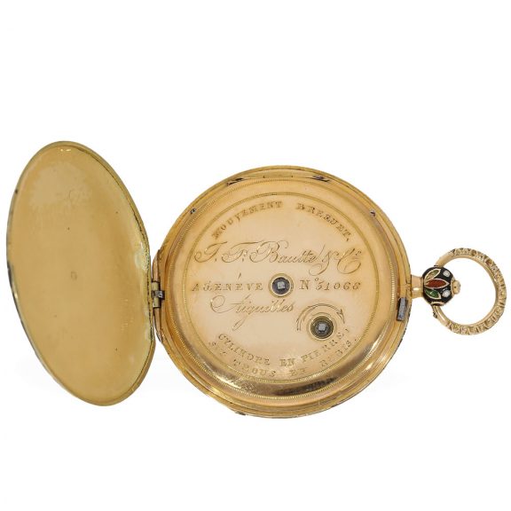Swiss 18 carat gold and enamel cylinder pocket watch Circa 1820 Swiss 18 carat gold and enamel cylinder pocket watch Circa 1820