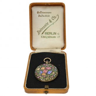 Swiss 18 carat gold and enamel cylinder pocket watch Circa 1820