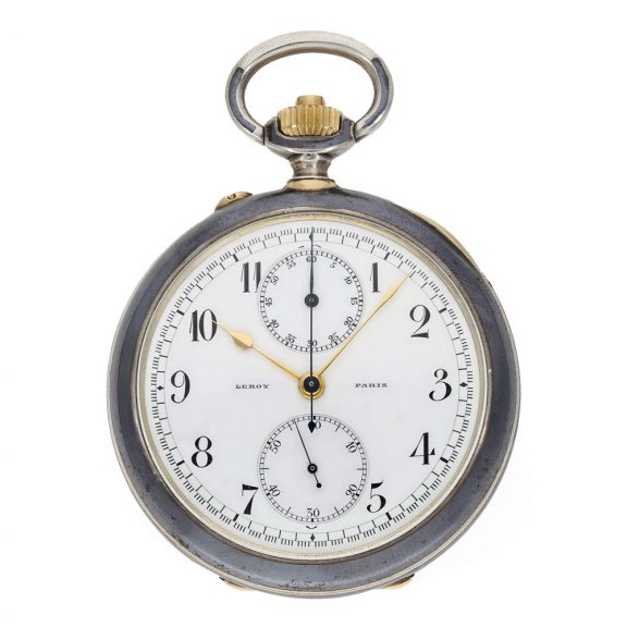 French silver gold observatory deck chronometer 1st class Circa 1900