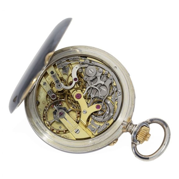 French silver gold observatory deck chronometer 1st class Circa 1900 French silver gold observatory deck chronometer 1st class Circa 1900