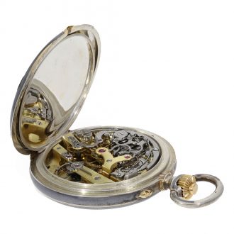 French silver gold observatory deck chronometer 1st class Circa 1900