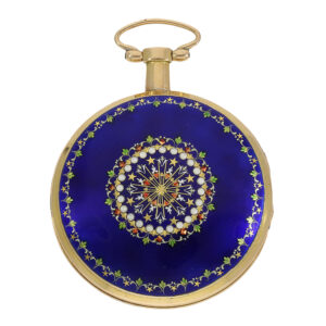 Dutch 18 Carat gold enamel pocket watch 'Paillon' Circa 1800