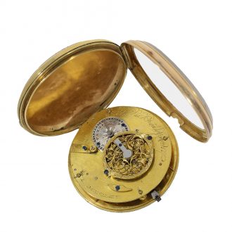 Dutch 18 Carat gold enamel pocket watch 'Paillon' Circa 1800