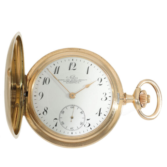 German 14K gold hunting cased lever pocket watch Circa 1910