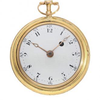 Large gold enamel verge watch with painting Circa 1800