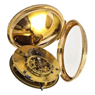 Large gold enamel verge watch with painting Circa 1800