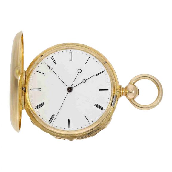 French 18 carat gold à goutte repeater with seconde morte Circa 1860