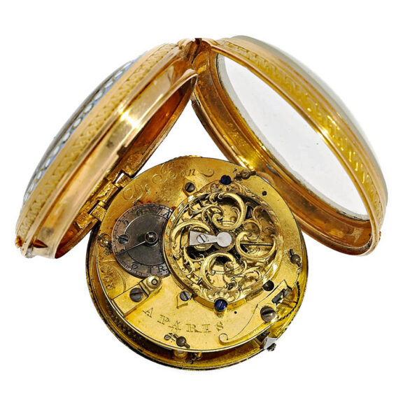 French 18 K gold and enamel verge pocket watch Circa 1780 French 18 K gold and enamel verge pocket watch Circa 1780