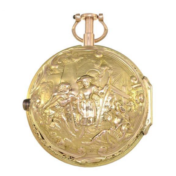 English gold pair case repoussé verge watch Circa 1760 English gold pair case repoussé verge watch Circa 1760