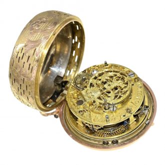 English gold pair case repoussé verge watch Circa 1760