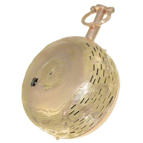 English gold pair case repoussé verge watch Circa 1760 English gold pair case repoussé verge watch Circa 1760