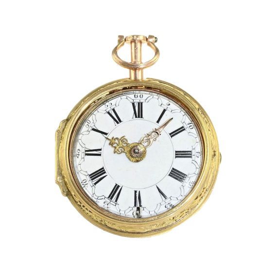 English gold pair case repoussé verge watch Circa 1760
