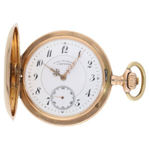 German 14 carat gold full hunter cased pocket watch Circa 1906
