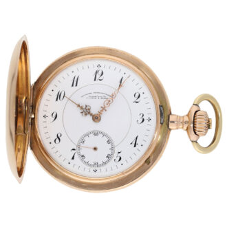 German 14 carat gold full hunter cased pocket watch Circa 1906
