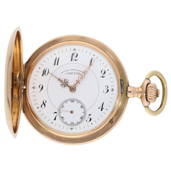 German 14 carat gold full hunter cased pocket watch Circa 1906