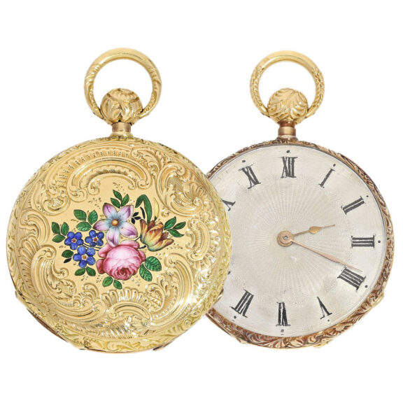 Swiss rare repeating gold/enamel miniature Lepine Circa 1830 Swiss rare repeating gold/enamel miniature Lepine Circa 1830