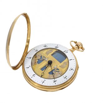 Swiss 18 carat gold watch with four automata Circa 1820