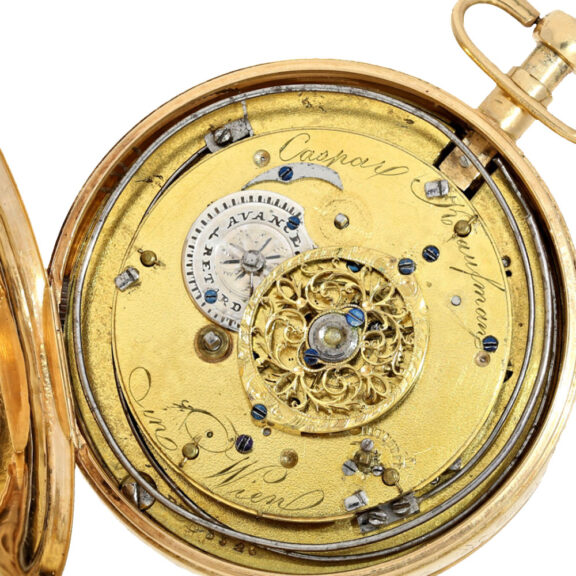 Austrian gilt silver repousse verge pocket watch Circa 1815 Austrian gilt silver repousse verge pocket watch Circa 1815