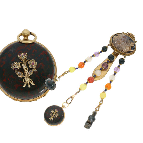 Magnificent French gold miniature Lépine with jasper Circa 1840 Magnificent French gold miniature Lépine with jasper Circa 1840