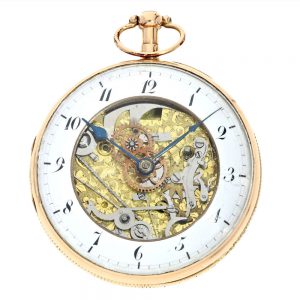 Very rare Swiss gold verge with skeletonized face Circa 1820