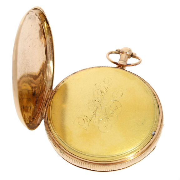 Very rare Swiss gold verge with skeletonized face Circa 1820 Very rare Swiss gold verge with skeletonized face Circa 1820